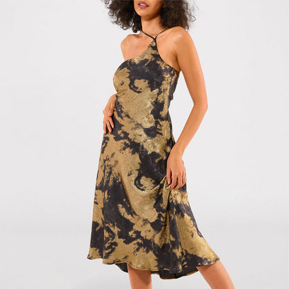 Sabrina Printed Butterfly Mesh Midi Dress - Black/combo