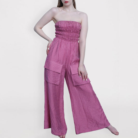 Paulina Plisse Jumpsuit - Pink-2