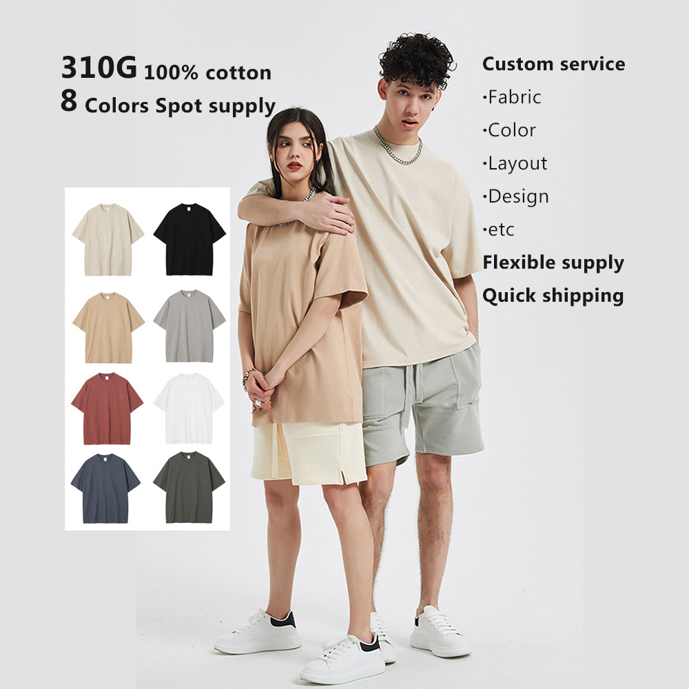 310g 100% cotton sublimation drop shoulder plus size plain T-shirt