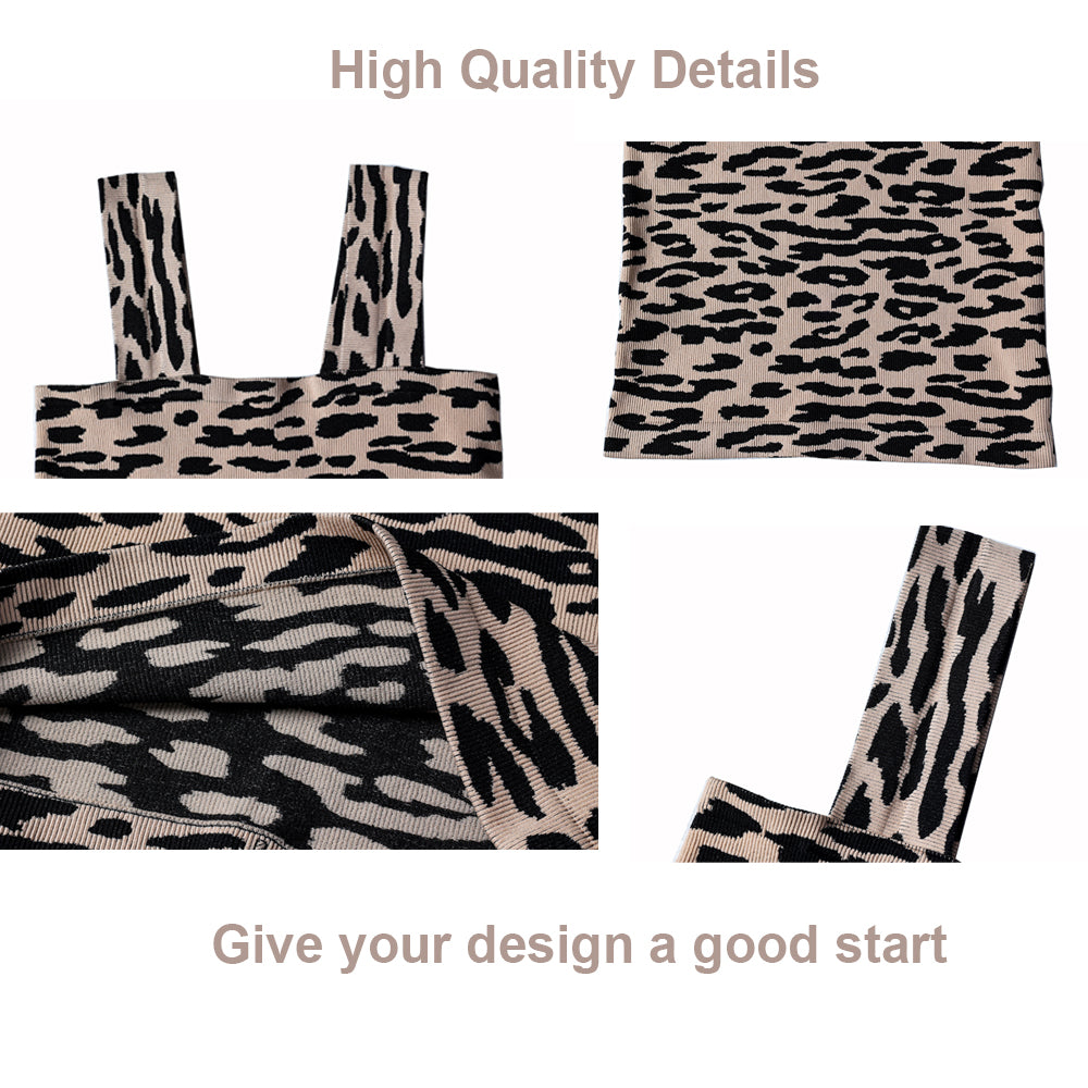 Spring Summer Elastic Knitted Leopard Small Vest
