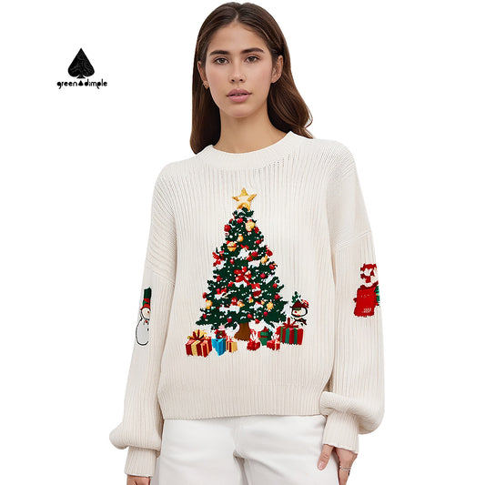 Women's Christmas Sweaters round Neck Solid Ugly Sweaters