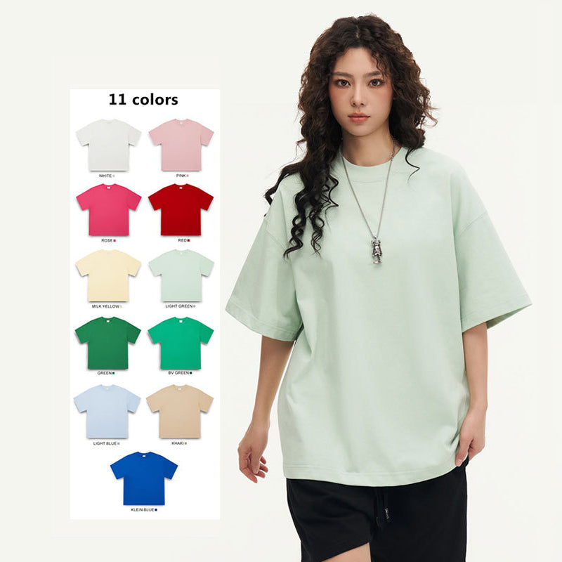 310g 100% cotton breathable boxy drop shoulder essential jersey T-shirt