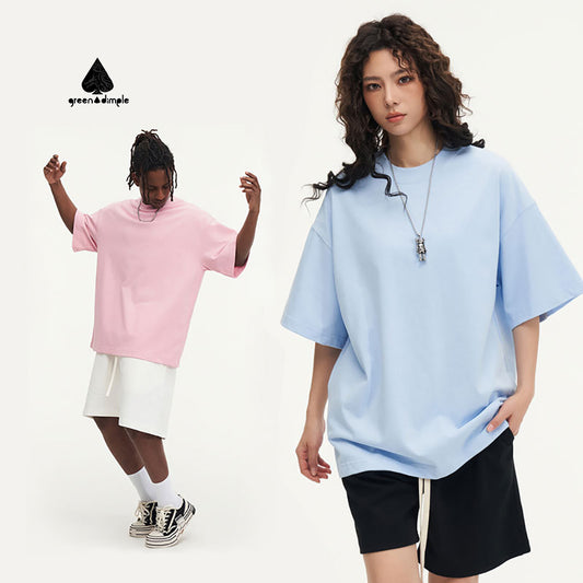 310g 100% cotton breathable boxy drop shoulder essential jersey T-shirt