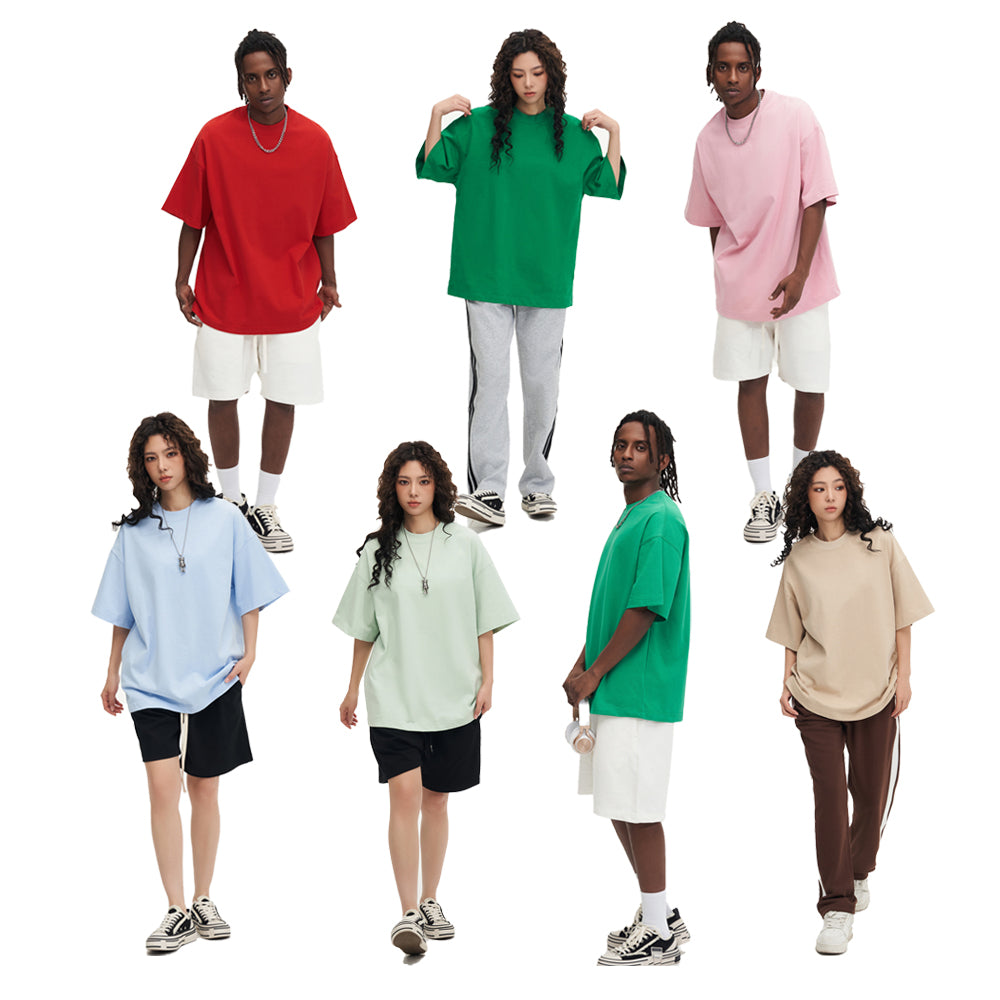 310g 100% cotton breathable boxy drop shoulder essential jersey T-shirt