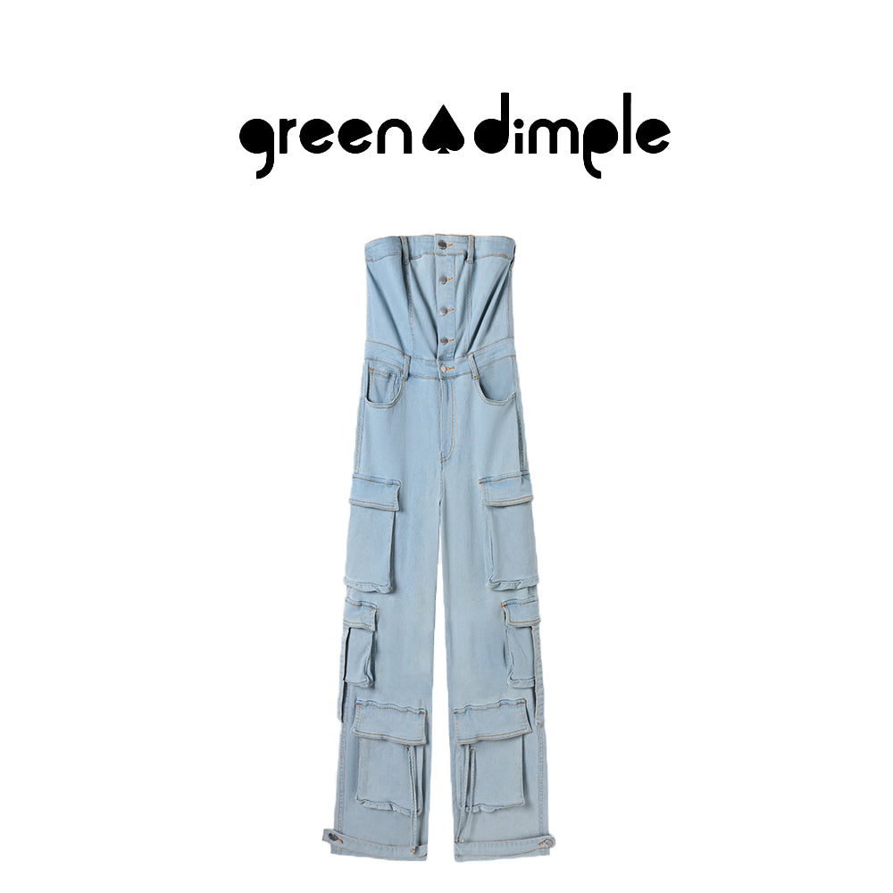 Streetwear One Piece off shoulder Jean Jumpsuits