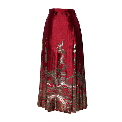 Hanfu Chinese Style Retro Pleated Jacquard Mamian Skirt