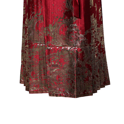 Hanfu Chinese Style Retro Pleated Jacquard Mamian Skirt