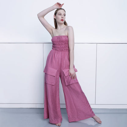 Paulina Plisse Jumpsuit - Pink-2