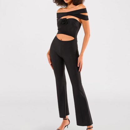 Special design Black Special design sexy crop top bandage lady jumpsuit