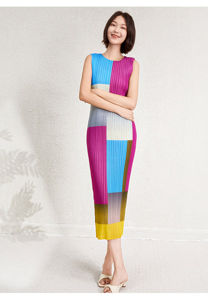 Women's Summer Color Pencil Slim Body Casual Wrinkled Long Dress