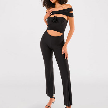 Special design Black Special design sexy crop top bandage lady jumpsuit