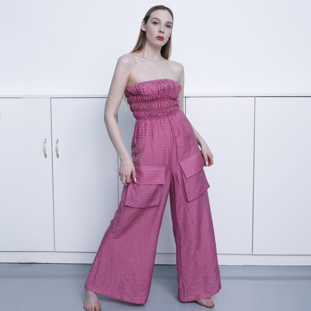 Paulina Plisse Jumpsuit - Pink-2