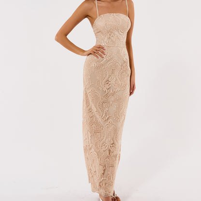 Lina Embellished Bandage Maxi Dress - Khaki