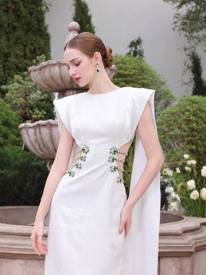 Women's high-end exquisite bandage dress with diamond inlay