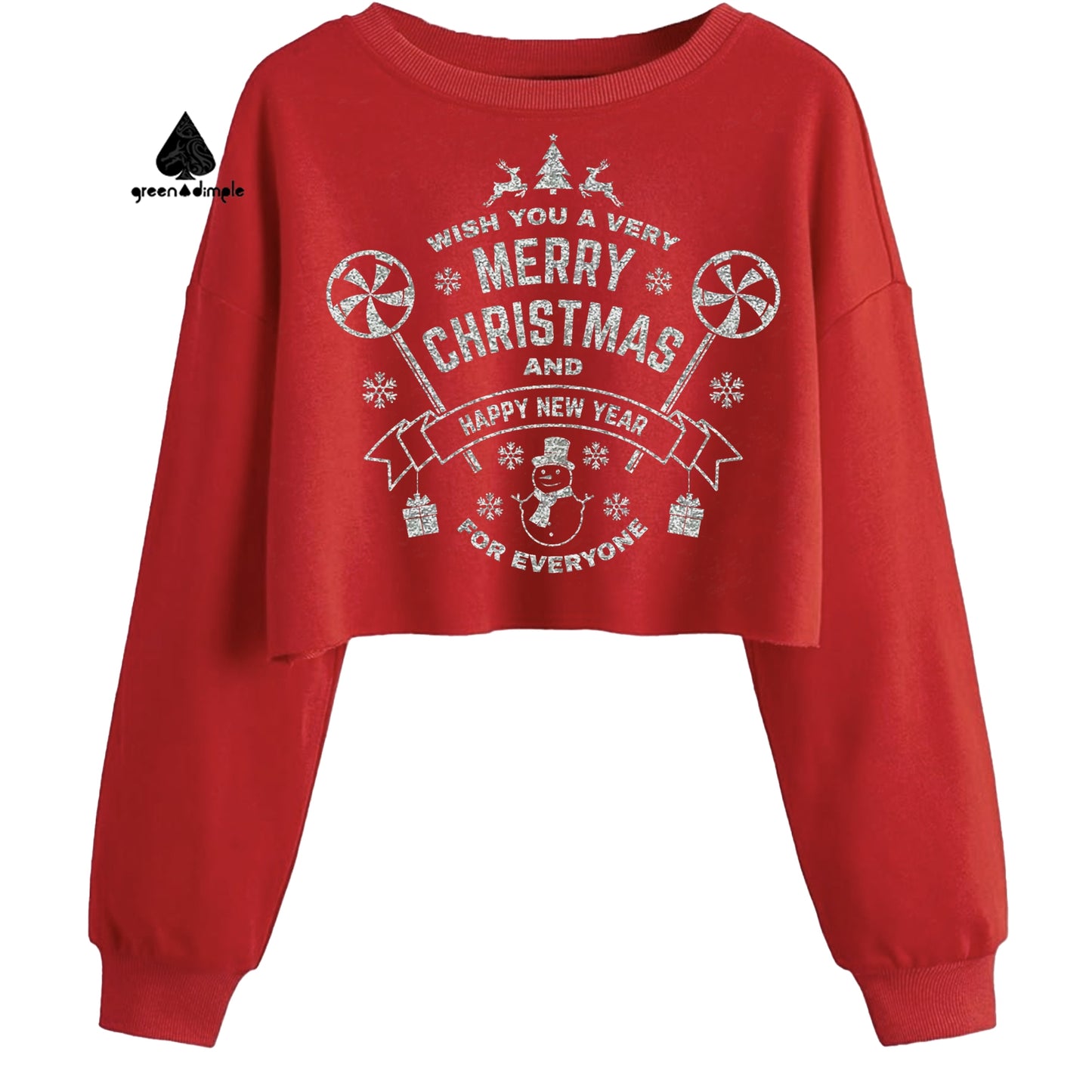 100% Cotton RED Crop Sweater Christmas Sweatshirts