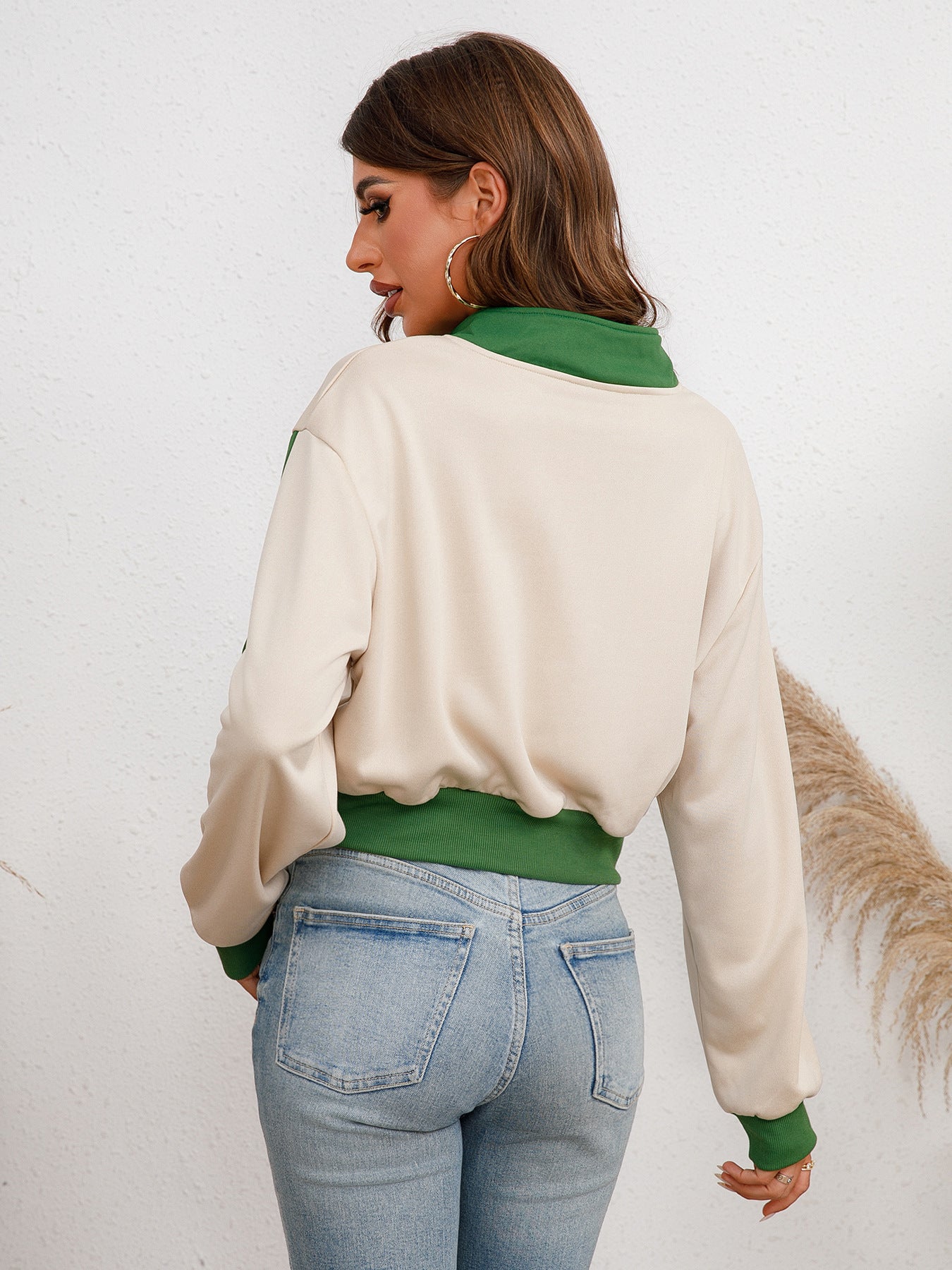 Customize Women's High Quality Fashion Half Zipper Sweatshirt