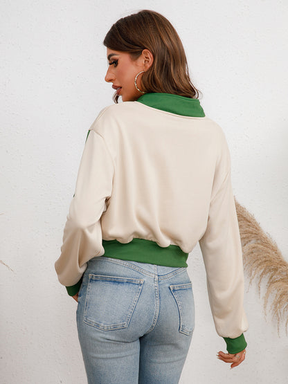 Customize Women's High Quality Fashion Half Zipper Sweatshirt