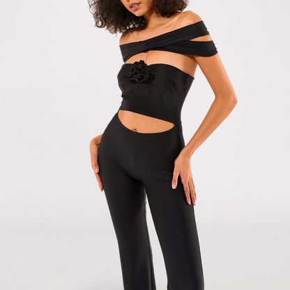 Special design Black Special design sexy crop top bandage lady jumpsuit