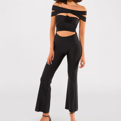 Special design Black Special design sexy crop top bandage lady jumpsuit