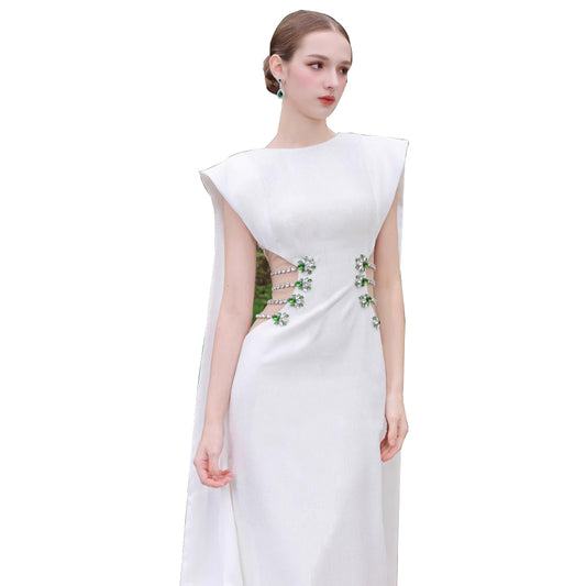 Women's high-end exquisite bandage dress with diamond inlay