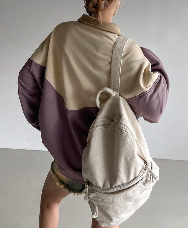 Women's Half-Zip Loose Outdoor Streetwear Patchwork Pullover