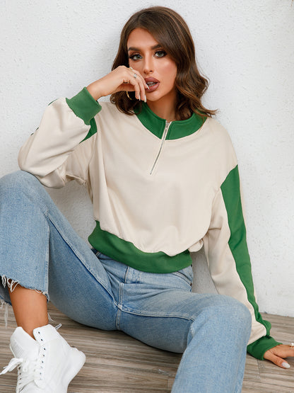 Customize Women's High Quality Fashion Half Zipper Sweatshirt