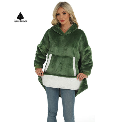 Furry Unisex Fleece Lambhair Pullover Thick Plush Large Pocket Hoodie