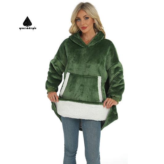 Furry Unisex Fleece Lambhair Pullover Thick Plush Large Pocket Hoodie