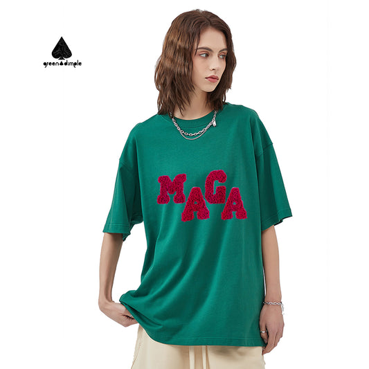 Maga towel embroidery logo fasion Cotton Tshirt