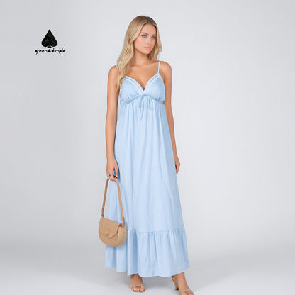 Strap V neck Loose Fit Casual midi long Dress