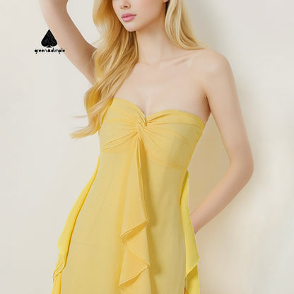 Original solid sleeveless Ruffled Elegant maxi Dress