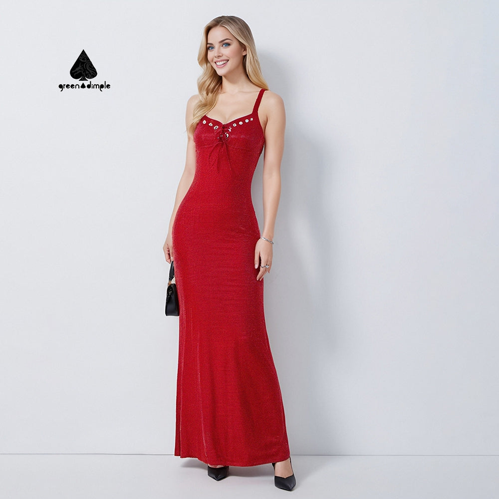 High Quality burgundy Prom Evening Party Maxi Dress