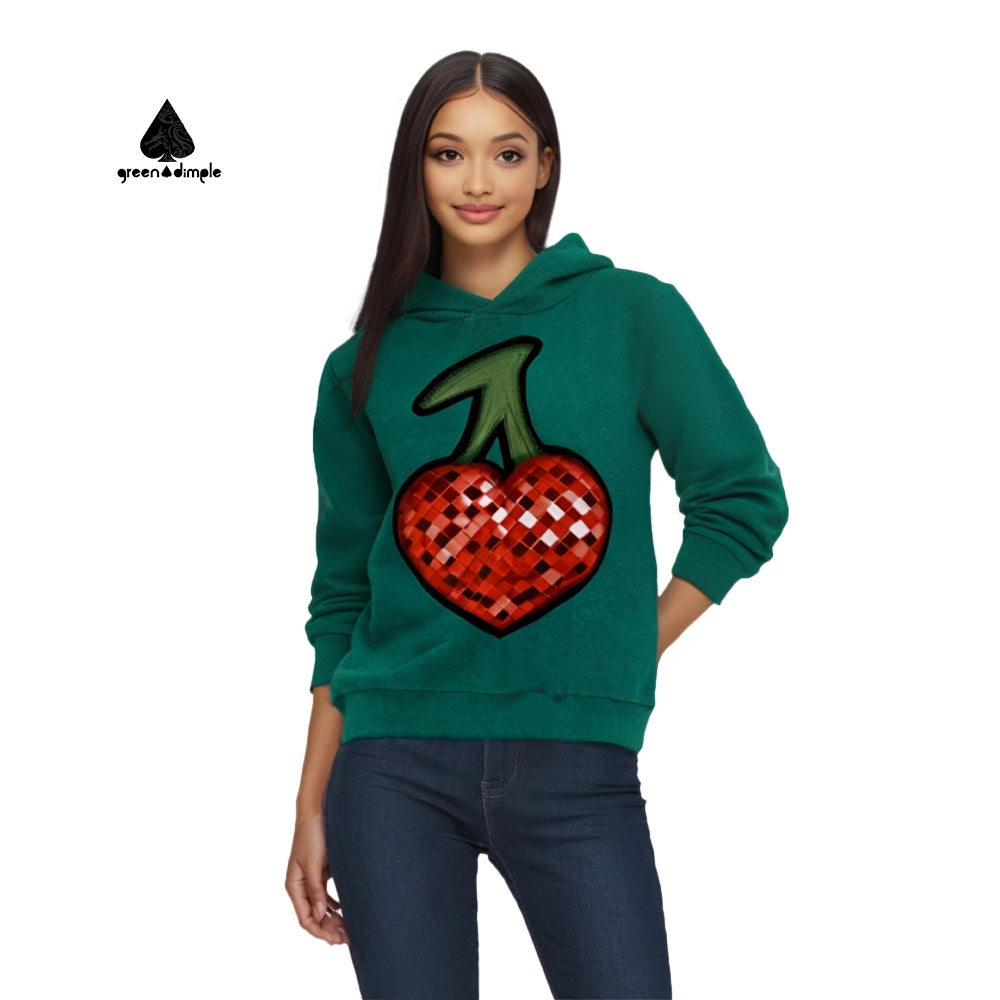 Strawberry Logo Cotton green winter Wool sweatshirt