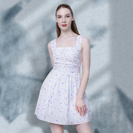 Romantic Reverie White Floral Puff Sleeve Smocked Mini Dress-2