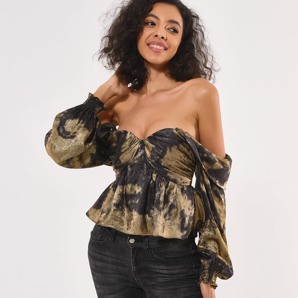 Exploring The Gardens Satin Blouse Top - SHIRT