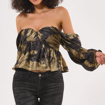 Exploring The Gardens Satin Blouse Top - SHIRT