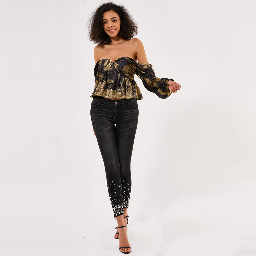 Exploring The Gardens Satin Blouse Top - SHIRT