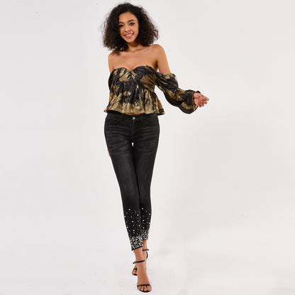 Exploring The Gardens Satin Blouse Top - SHIRT