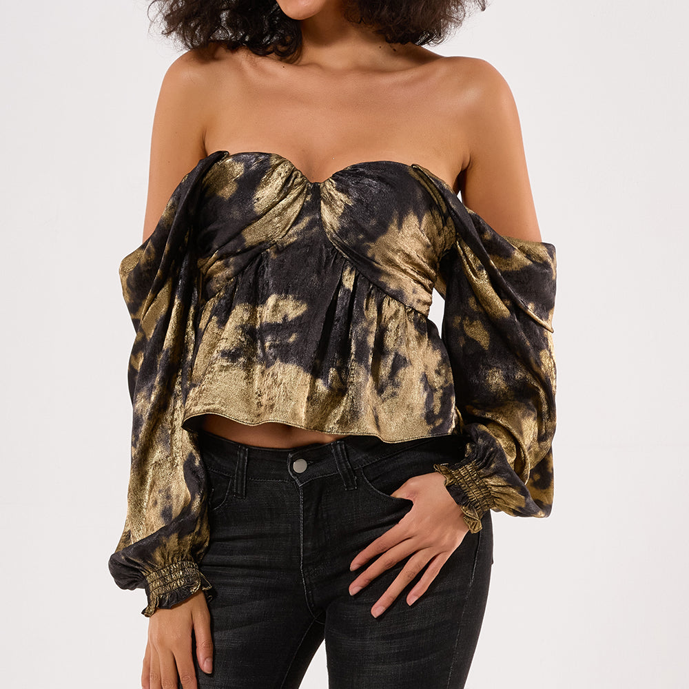 Exploring The Gardens Satin Blouse Top - SHIRT