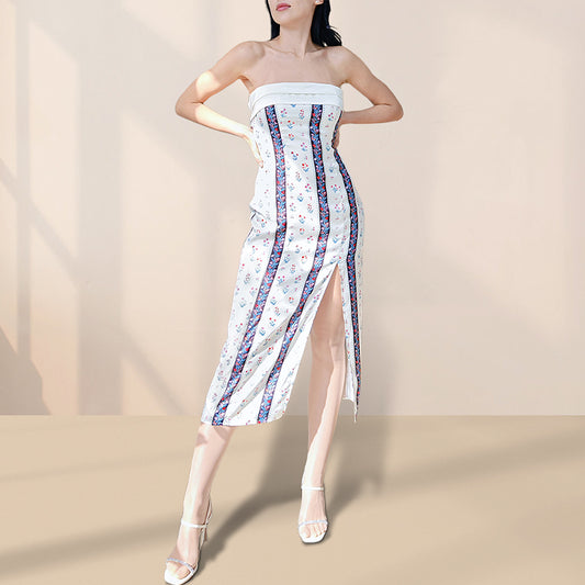 Nora Striped Midi Dress - Black/White-2