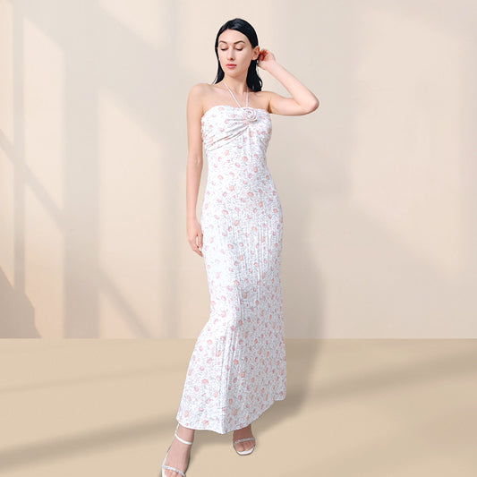 Sandra Chiffon Maxi Dress - White /combo-2