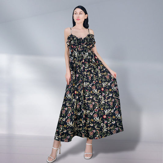 Teresa Floral Satin Maxi Dress - Multi Color-2