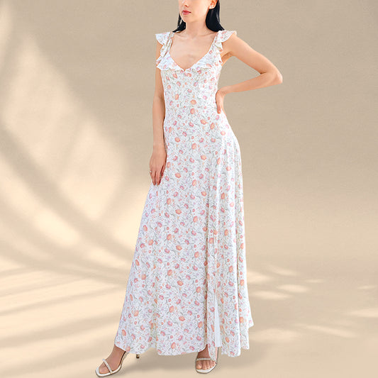 Flirtatious Radiance Blush White Floral Mesh Bustier Midi Dress