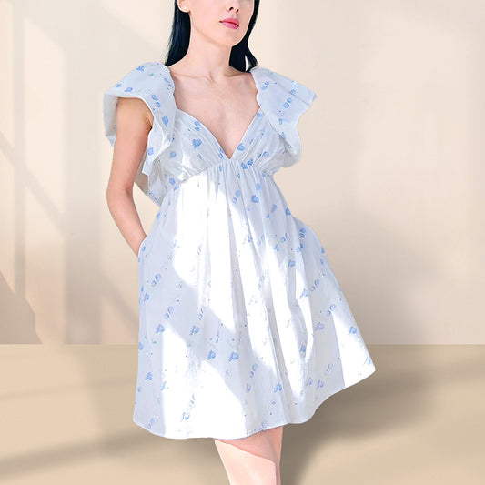 Sierra Chiffon Mini Dress - White-2
