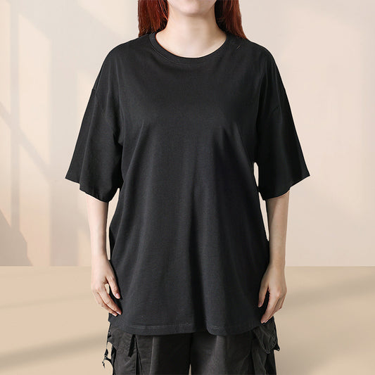 Black base short shirt sleeve top-cloth