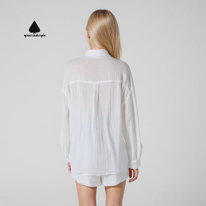 Breathable linen shirt and shorts loose Casual set