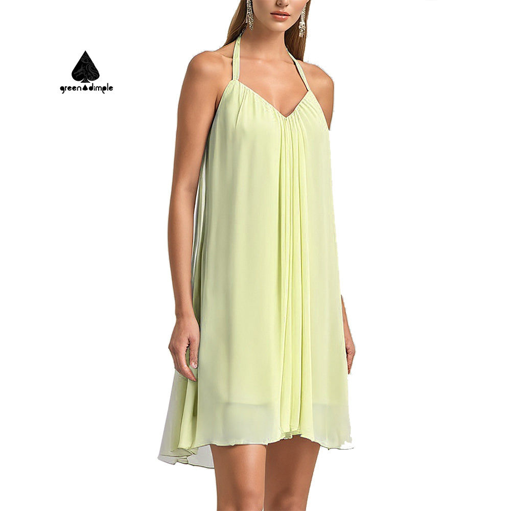 Sublimation chiffon plain halter loose Casual Dresses