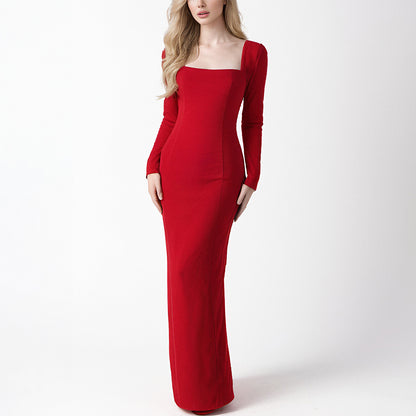 Original design women long formal party rose red dress