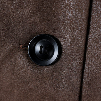 Soft leather women long sleeve jacket