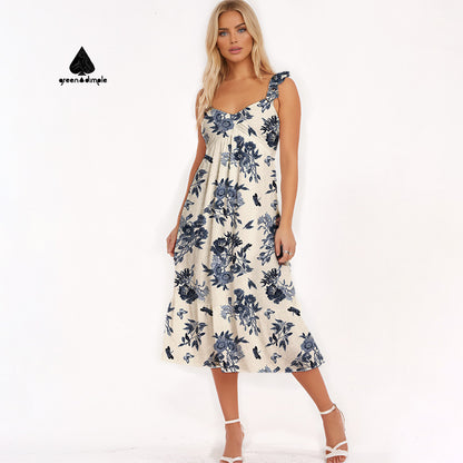 Lady oversized Floral Print Long Casual Dresses